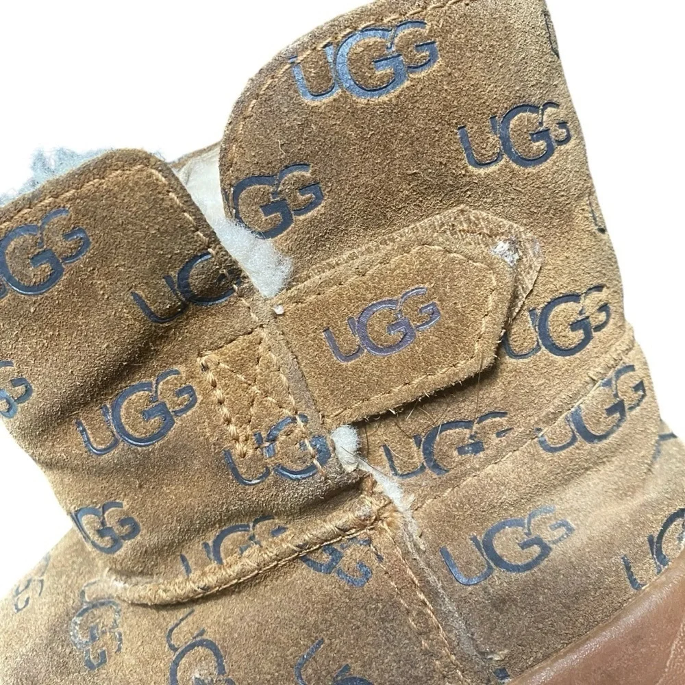 UGG Keelan Embossed Logo Tan Boots Size 10 Toddler